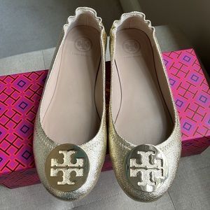 Tory Burch Minnie Spark Gold Size 6.5